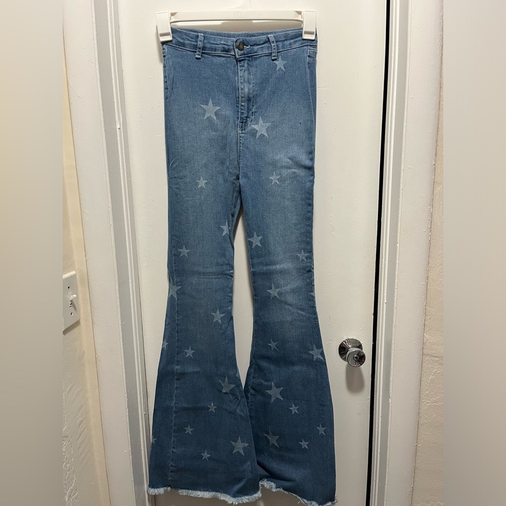 Nasty gal Star Print Flare Jeans